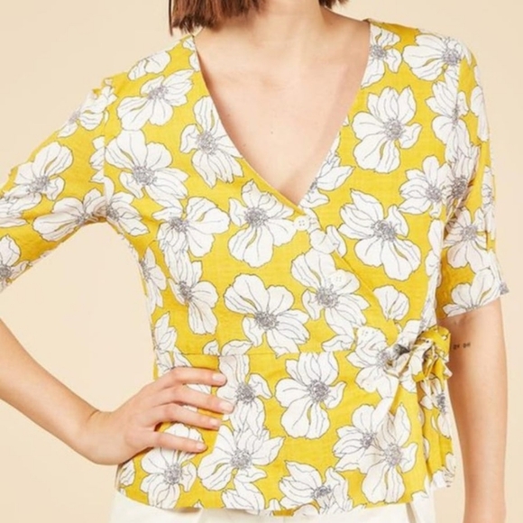 FRNCH Tops - FRNCH Cotton Blend Wrap Top Size Medium